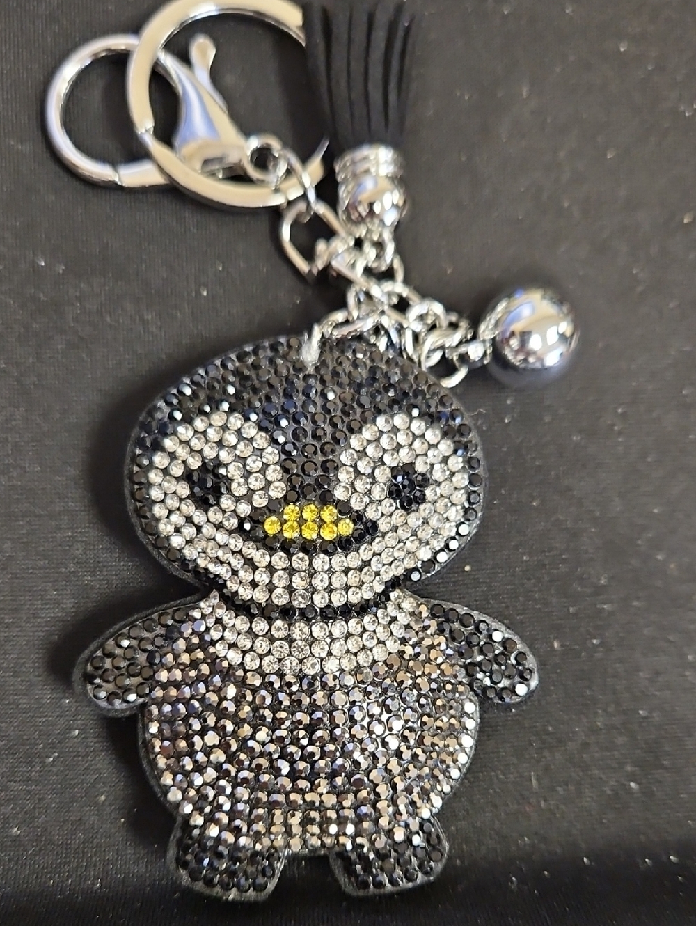 Crystal Penguin Keychain - Black, Silver & Yellow